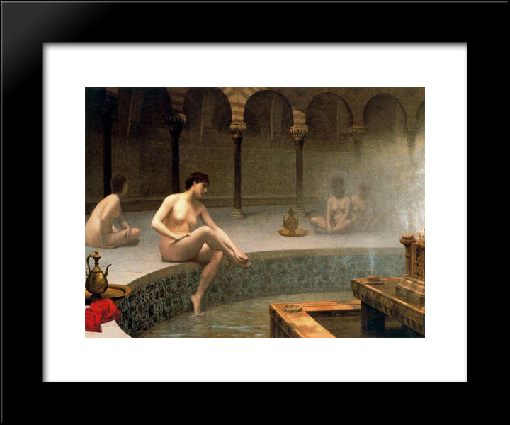 A Bath, Woman Bathing Her Feet 20x24 Black Modern Wood Framed Art Print Poster by Gerome, Jean Leon