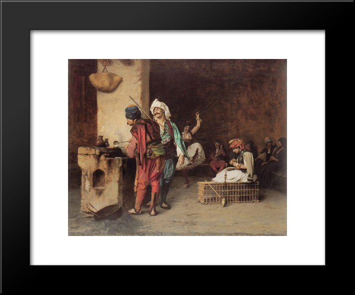 A Cafe In Cairo 20x24 Black Modern Wood Framed Art Print Poster by Gerome, Jean Leon