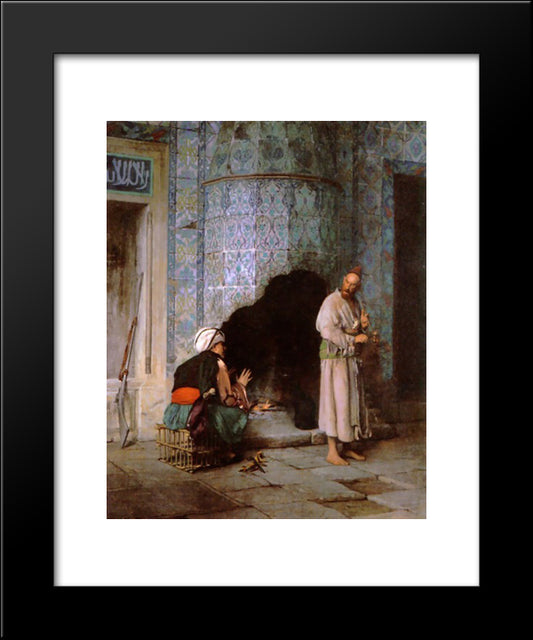 A Chat By The Fireside 20x24 Black Modern Wood Framed Art Print Poster by Gerome, Jean Leon