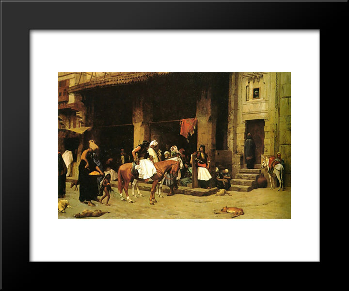 A Street Scene In Cairo 20x24 Black Modern Wood Framed Art Print Poster by Gerome, Jean Leon