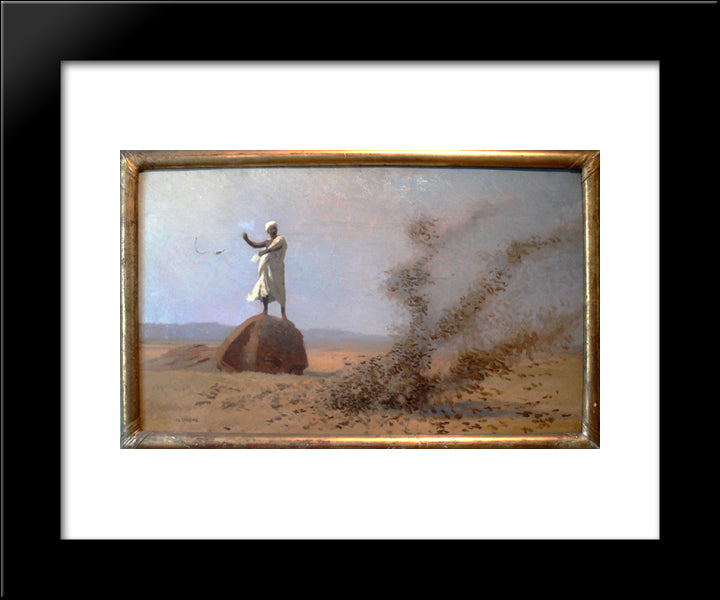 Arab Frightening Larks Away (Unfinished) 20x24 Black Modern Wood Framed Art Print Poster by Gerome, Jean Leon