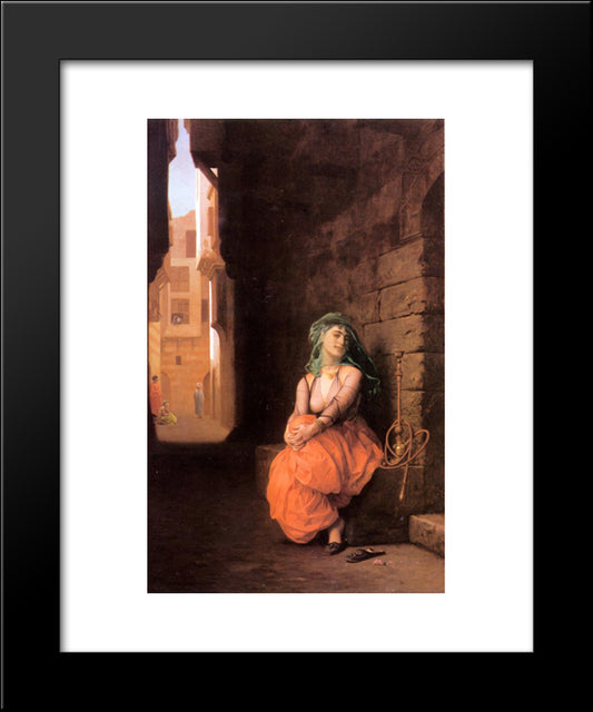 Arab Girl With Waterpipe 20x24 Black Modern Wood Framed Art Print Poster by Gerome, Jean Leon