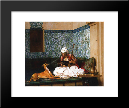 Arnaut Blowing Smoke At The Nose Of His Dog 20x24 Black Modern Wood Framed Art Print Poster by Gerome, Jean Leon