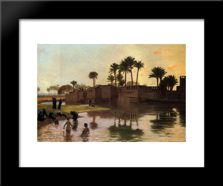 Bathers By The Edge Of A River 20x24 Black Modern Wood Framed Art Print Poster by Gerome, Jean Leon