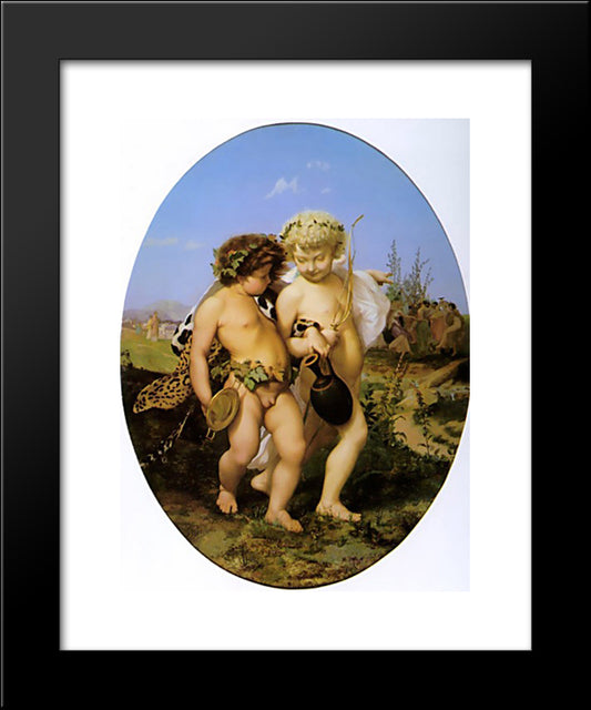 Drunken Bacchus And Cupid 20x24 Black Modern Wood Framed Art Print Poster by Gerome, Jean Leon