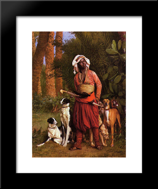 The Negro Master Of The Hounds 20x24 Black Modern Wood Framed Art Print Poster by Gerome, Jean Leon