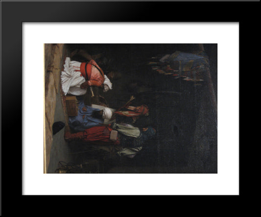 Turkish Bashi Bazouk Mercenaries Playing Chess In A Market Place 20x24 Black Modern Wood Framed Art Print Poster by Gerome, Jean Leon