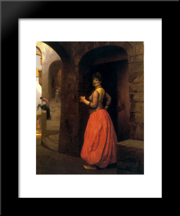 Woman From Cairo Smoking A Cigarette 20x24 Black Modern Wood Framed Art Print Poster by Gerome, Jean Leon