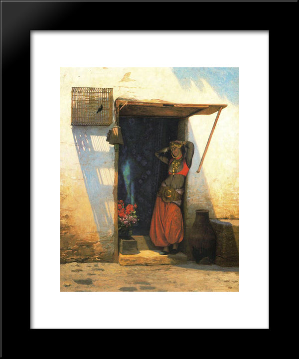 Womanof Cairo At Her Door 20x24 Black Modern Wood Framed Art Print Poster by Gerome, Jean Leon