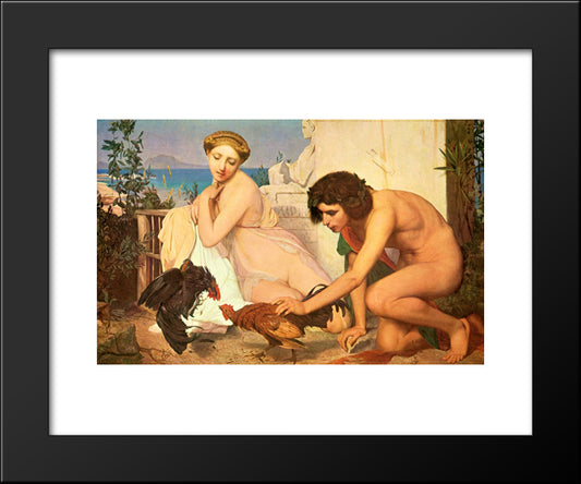 Young Greeks Encouraging Cocks To Fight 20x24 Black Modern Wood Framed Art Print Poster by Gerome, Jean Leon