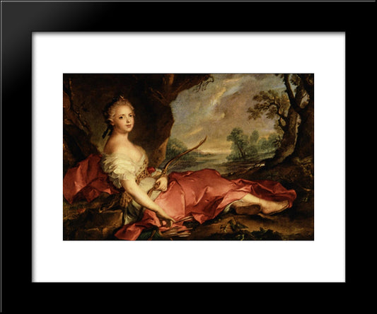 Portrait Of Mary Adelaide Of France As Diana 20x24 Black Modern Wood Framed Art Print Poster by Nattier, Jean Marc