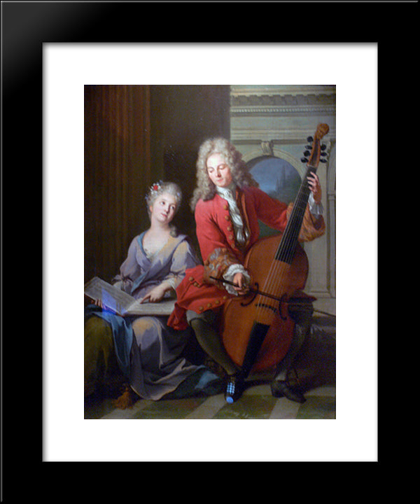 The Music Lesson 20x24 Black Modern Wood Framed Art Print Poster by Nattier, Jean Marc