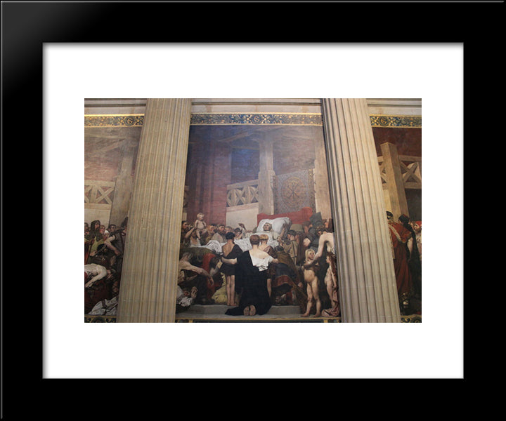 Death Of Saint-Genevieve, Pantheon, Paris 20x24 Black Modern Wood Framed Art Print Poster by Laurens, Jean Paul