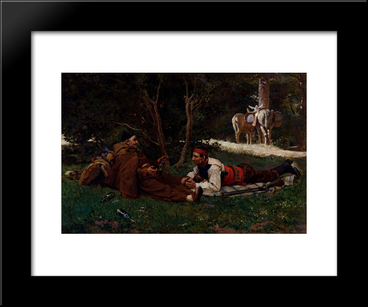 An Afternoon Libation 20x24 Black Modern Wood Framed Art Print Poster by Vibert, Jehan Georges