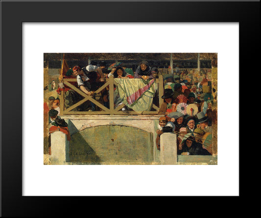 At The Corrida 20x24 Black Modern Wood Framed Art Print Poster by Vibert, Jehan Georges