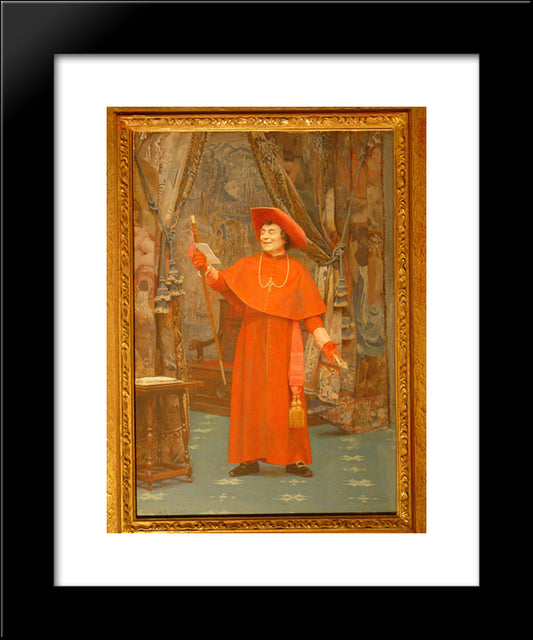 Cardinal, Reading A Letter 20x24 Black Modern Wood Framed Art Print Poster by Vibert, Jehan Georges