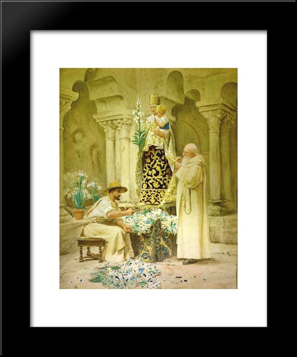 Preparations For The Procession 20x24 Black Modern Wood Framed Art Print Poster by Vibert, Jehan Georges