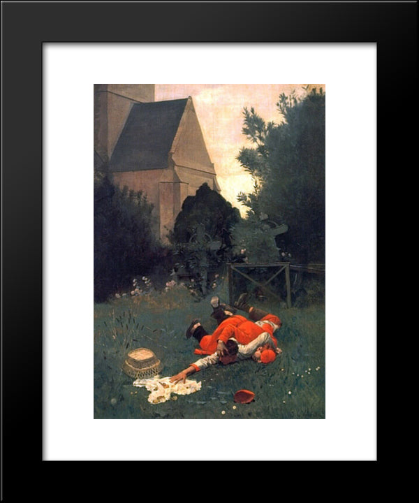 Scramble For The Lunch 20x24 Black Modern Wood Framed Art Print Poster by Vibert, Jehan Georges