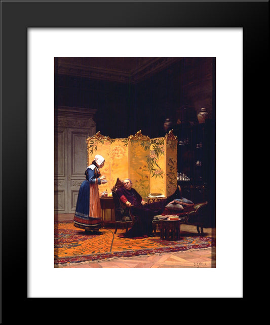 Tea For The Bishop 20x24 Black Modern Wood Framed Art Print Poster by Vibert, Jehan Georges