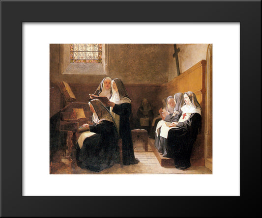 The Convent Choir 20x24 Black Modern Wood Framed Art Print Poster by Vibert, Jehan Georges