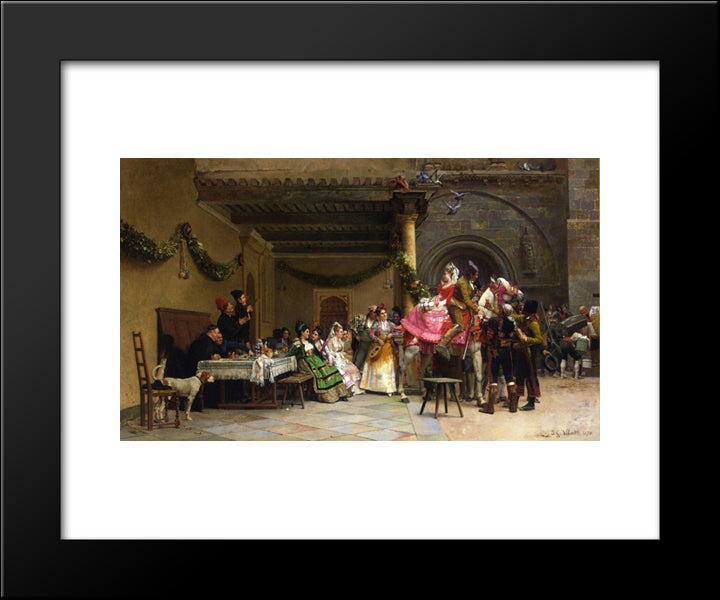 The Departure Of The Newlyweds 20x24 Black Modern Wood Framed Art Print Poster by Vibert, Jehan Georges