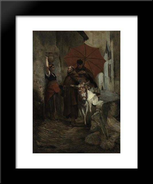 The Distraction 20x24 Black Modern Wood Framed Art Print Poster by Vibert, Jehan Georges