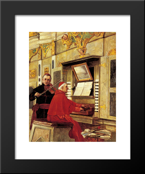 The Duet 20x24 Black Modern Wood Framed Art Print Poster by Vibert, Jehan Georges