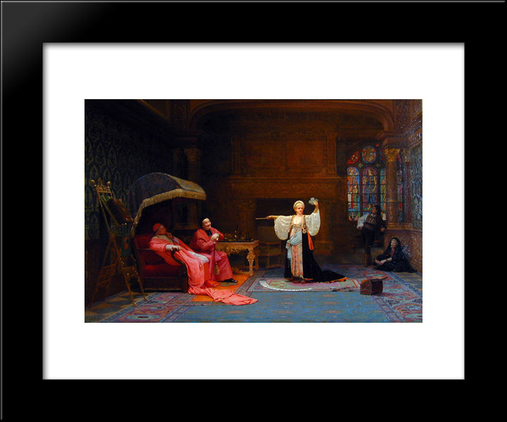 The Fortune Teller 20x24 Black Modern Wood Framed Art Print Poster by Vibert, Jehan Georges