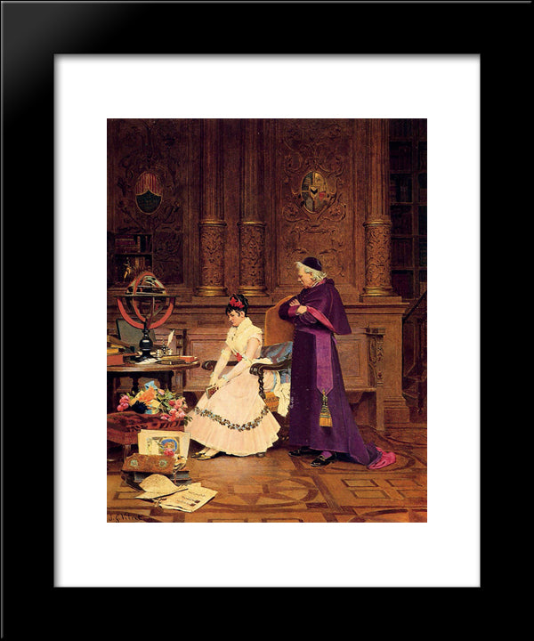 The Reprimand 20x24 Black Modern Wood Framed Art Print Poster by Vibert, Jehan Georges