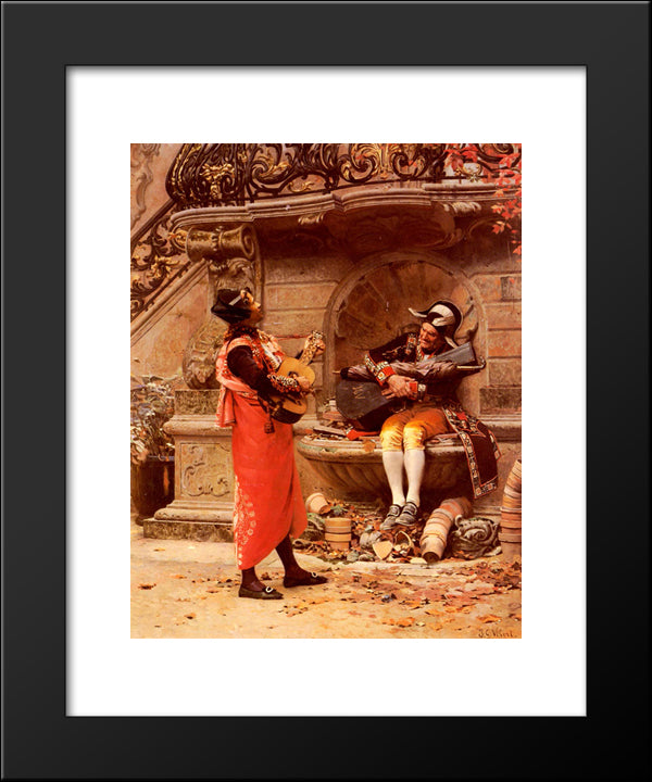 The Serenade 20x24 Black Modern Wood Framed Art Print Poster by Vibert, Jehan Georges