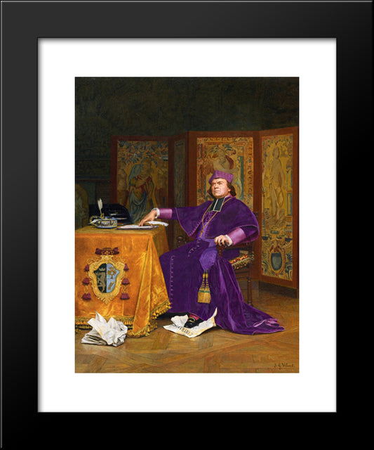 The Wrath Of The Bishop 20x24 Black Modern Wood Framed Art Print Poster by Vibert, Jehan Georges