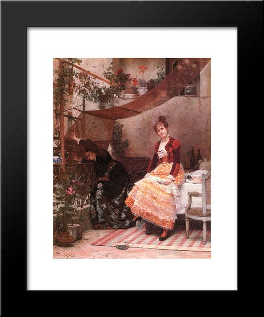 Why He Does Not Come 20x24 Black Modern Wood Framed Art Print Poster by Vibert, Jehan Georges