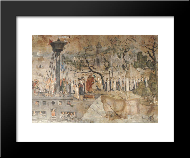 The Carmelites And King St. Louis In 1248 20x24 Black Modern Wood Framed Art Print Poster by Ratgeb, Jerg