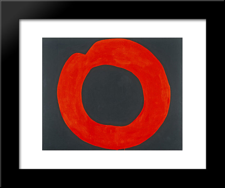 Red Circle On Black 20x24 Black Modern Wood Framed Art Print Poster by Yoshihara, Jiro