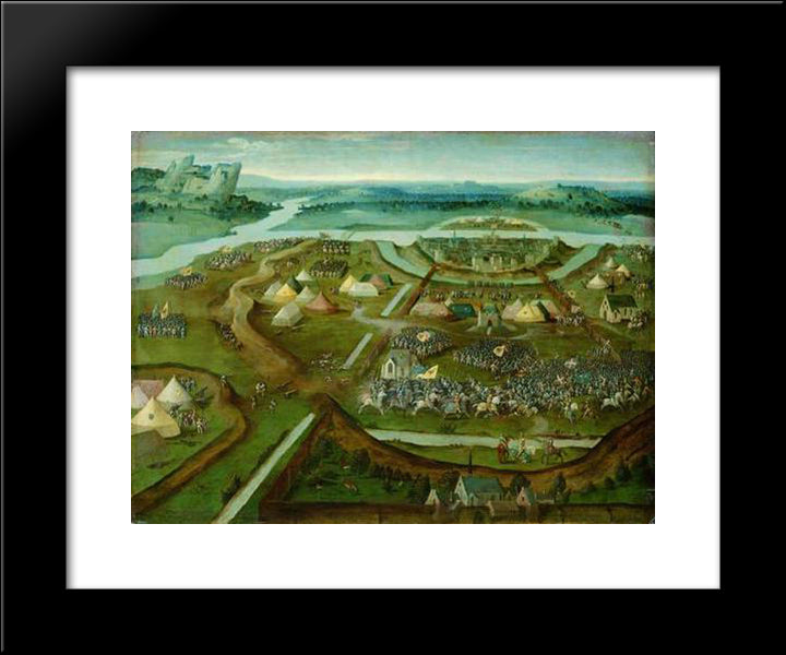 Battle Of Pavia 20x24 Black Modern Wood Framed Art Print Poster by Patinir, Joachim