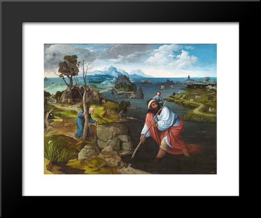 Landscape With St. Christopher 20x24 Black Modern Wood Framed Art Print Poster by Patinir, Joachim