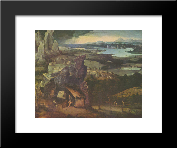 Landscape With St. Jerome 20x24 Black Modern Wood Framed Art Print Poster by Patinir, Joachim