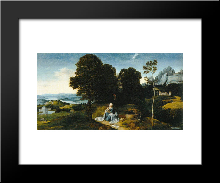 Landscape With The Flight Into Egypt 20x24 Black Modern Wood Framed Art Print Poster by Patinir, Joachim