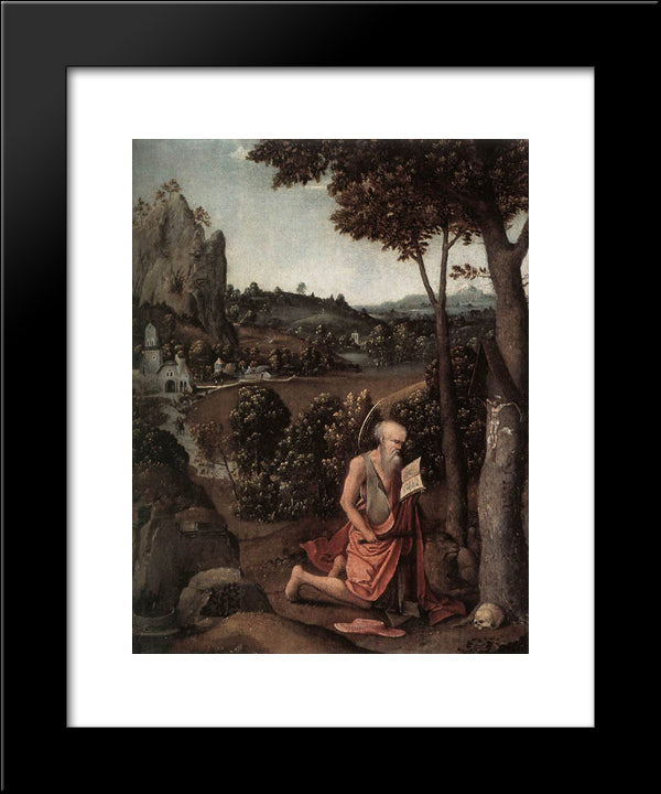 Rocky Landscape With Saint Jerome 20x24 Black Modern Wood Framed Art Print Poster by Patinir, Joachim