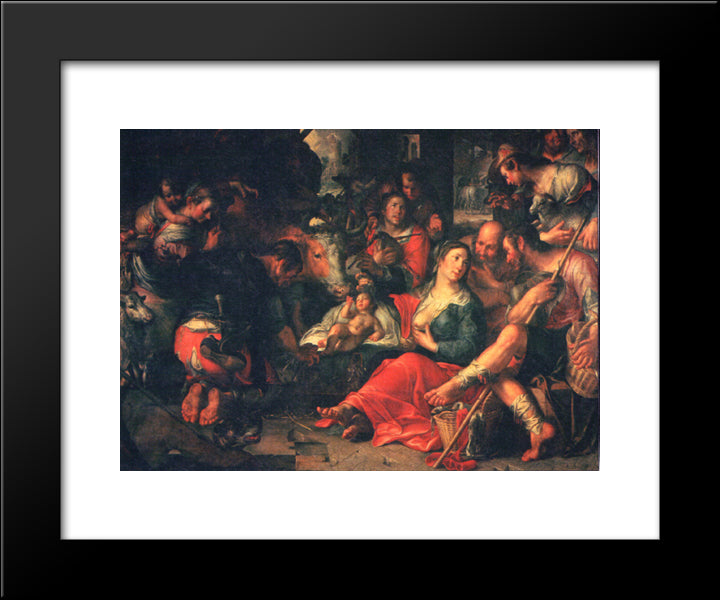 Adoration By The Shepherds 20x24 Black Modern Wood Framed Art Print Poster by Wtewael, Joachim