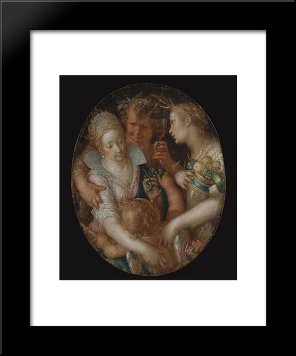 Bacchus Between Ceres And Venus 20x24 Black Modern Wood Framed Art Print Poster by Wtewael, Joachim