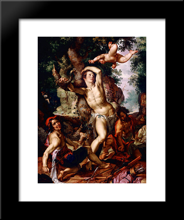 Martyrdom Of St. Sebastian 20x24 Black Modern Wood Framed Art Print Poster by Wtewael, Joachim