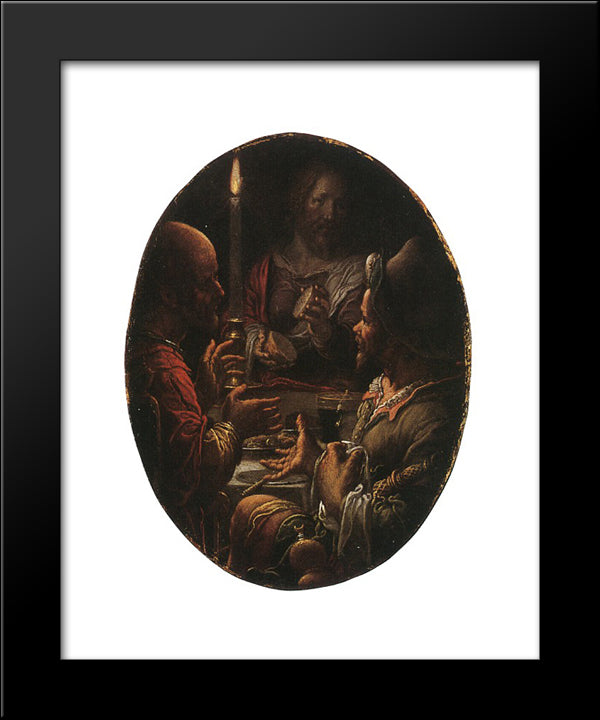 Supper At Emmaus 20x24 Black Modern Wood Framed Art Print Poster by Wtewael, Joachim