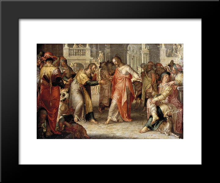 The Tribute Money 20x24 Black Modern Wood Framed Art Print Poster by Wtewael, Joachim