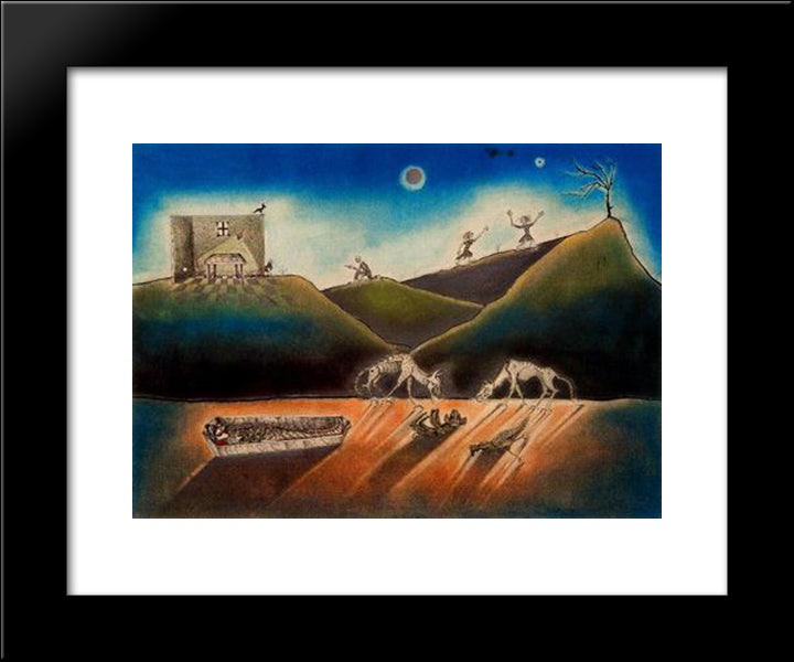 Carrer Sense Cap Merit Arquelogit 20x24 Black Modern Wood Framed Art Print Poster by Ponc, Joan