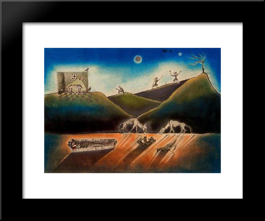 Carrer Sense Cap Merit Arquelogit 20x24 Black Modern Wood Framed Art Print Poster by Ponc, Joan