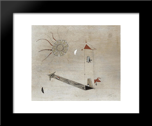 Composition Surrealiste 20x24 Black Modern Wood Framed Art Print Poster by Ponc, Joan