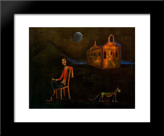 Personatge Assegut 20x24 Black Modern Wood Framed Art Print Poster by Ponc, Joan