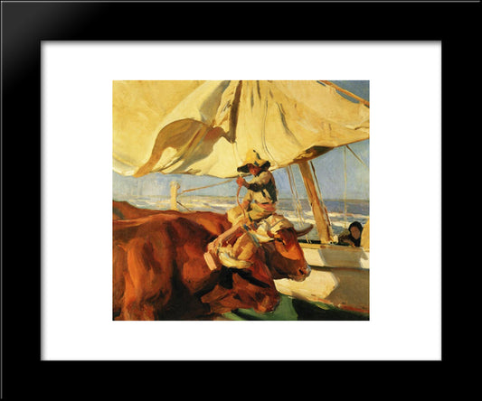 Afternoon Sun, Playa De Valencia 20x24 Black Modern Wood Framed Art Print Poster by Sorolla, Joaquin