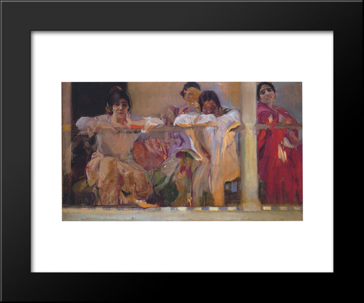 Artist'S Patio, Cafe Novedades, Seville 20x24 Black Modern Wood Framed Art Print Poster by Sorolla, Joaquin